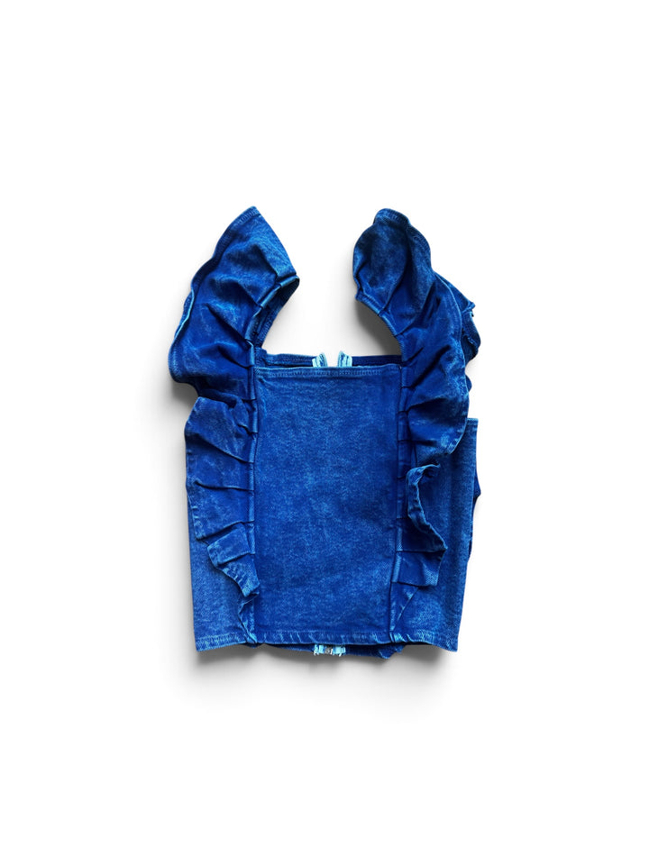Blue Denim Ruffle Tank
