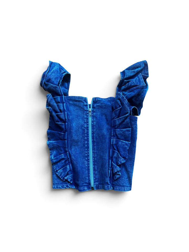Blue Denim Ruffle Tank