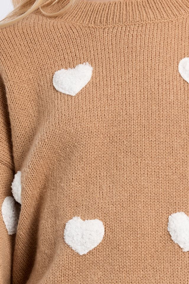 Brown Sweater with White Hearts
