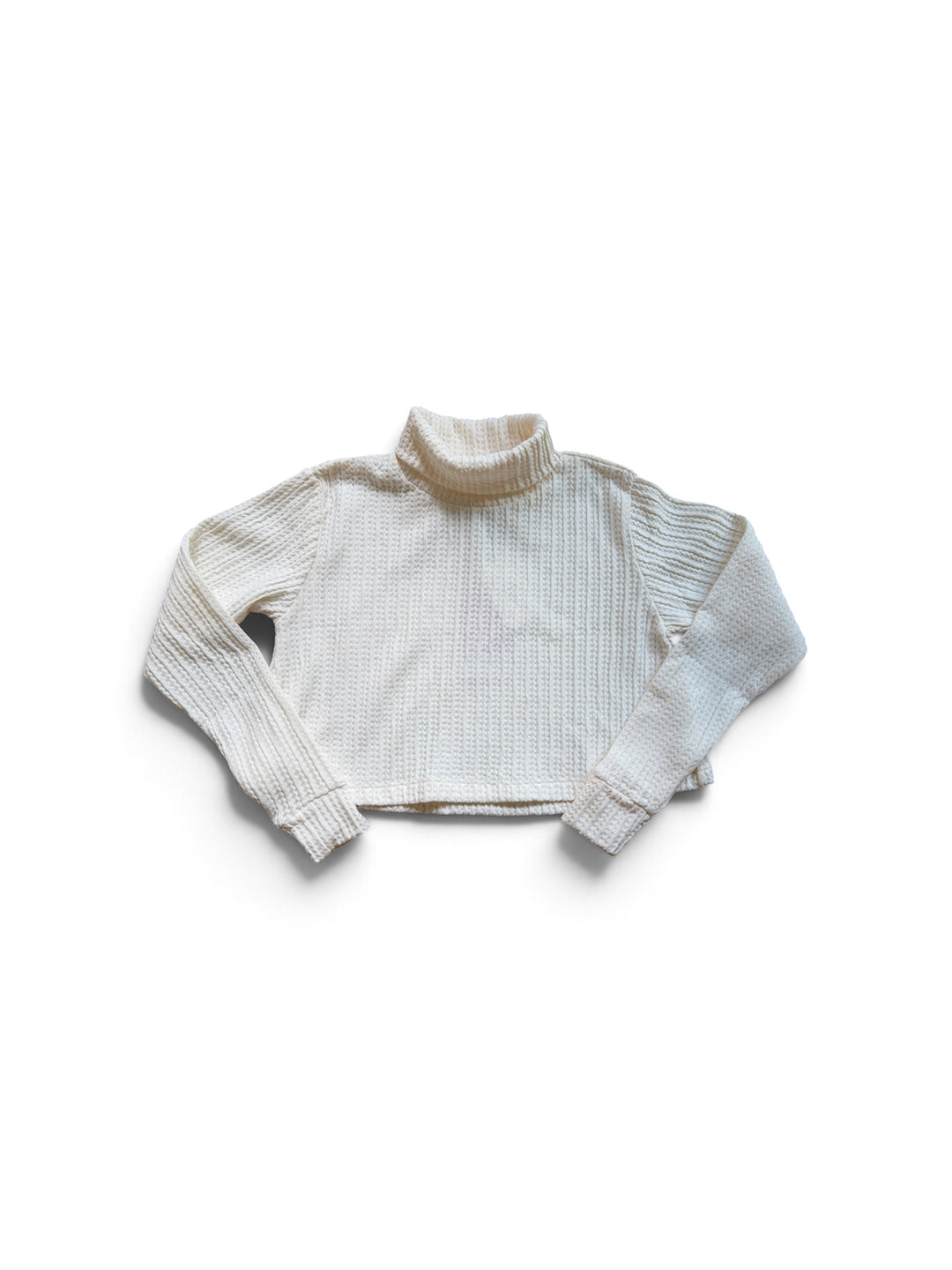 White Textured Turtleneck