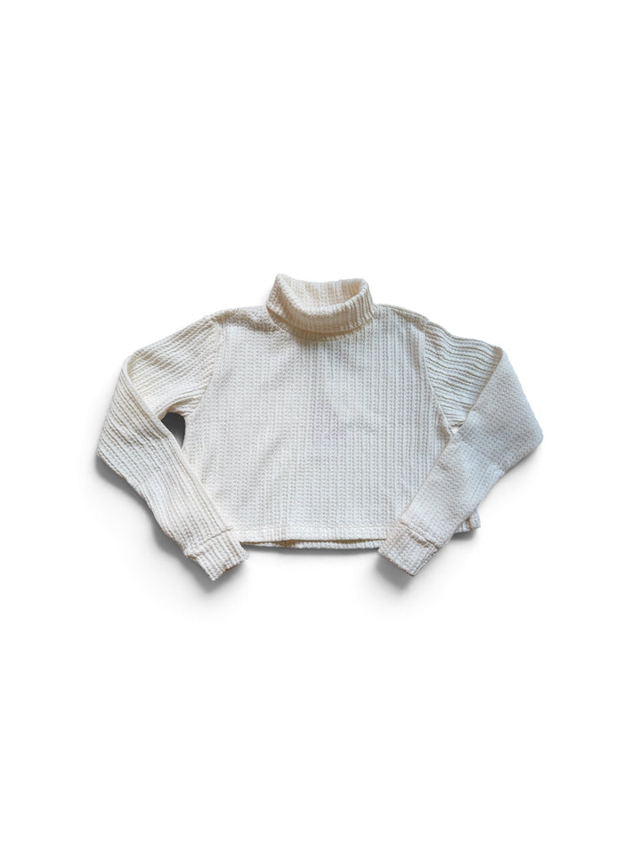 White Textured Turtleneck