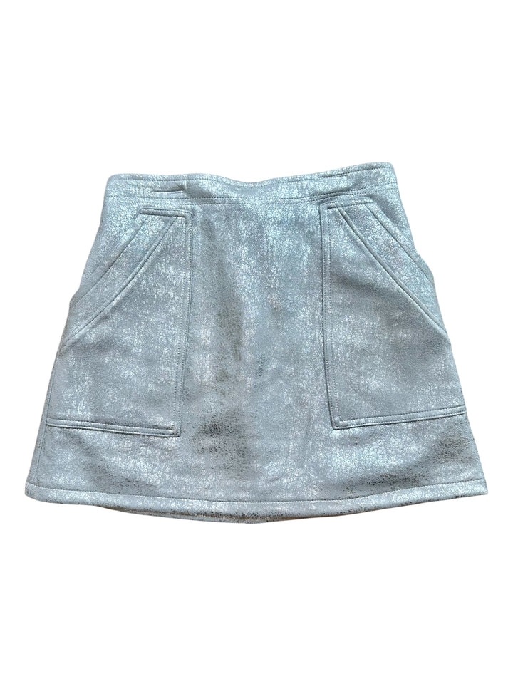 Silver Faux Leather Skirt