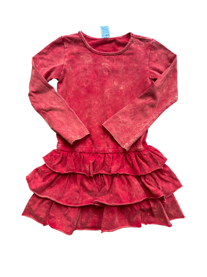 Red Vintage Washed Ruffle Dress