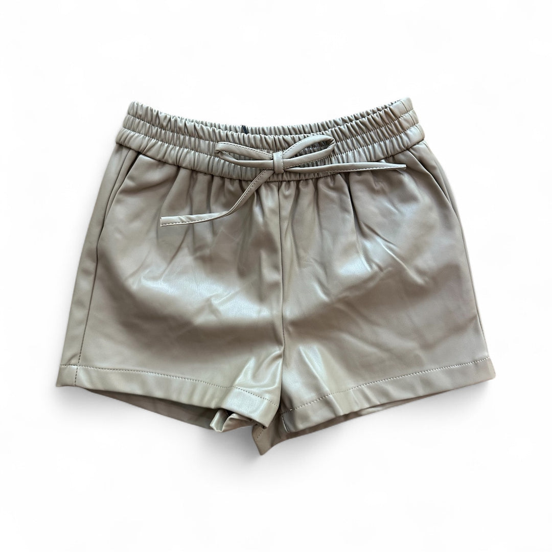 Beige Faux Leather Shorts