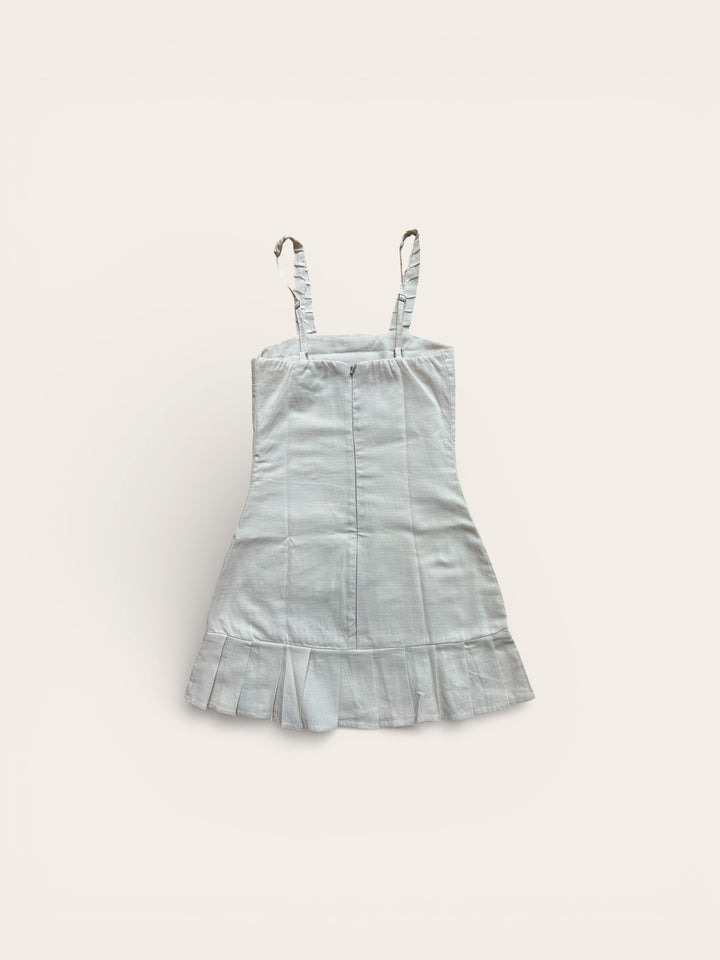 White Pleated Pocket Dress