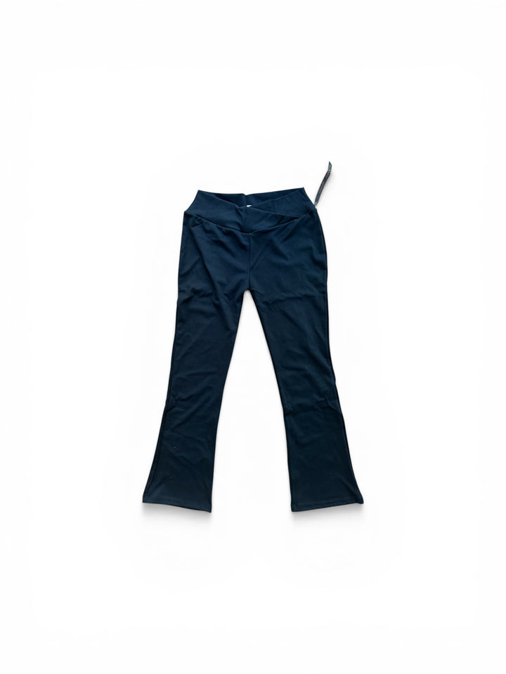 Black Envelope Waist Flared Legging