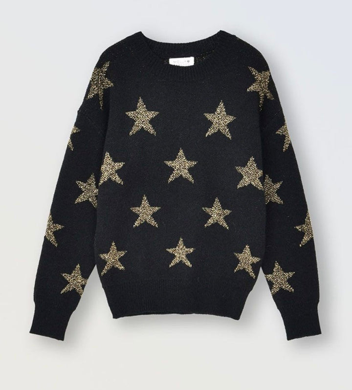 Black Sweater with Metallic Stars - jernijacks