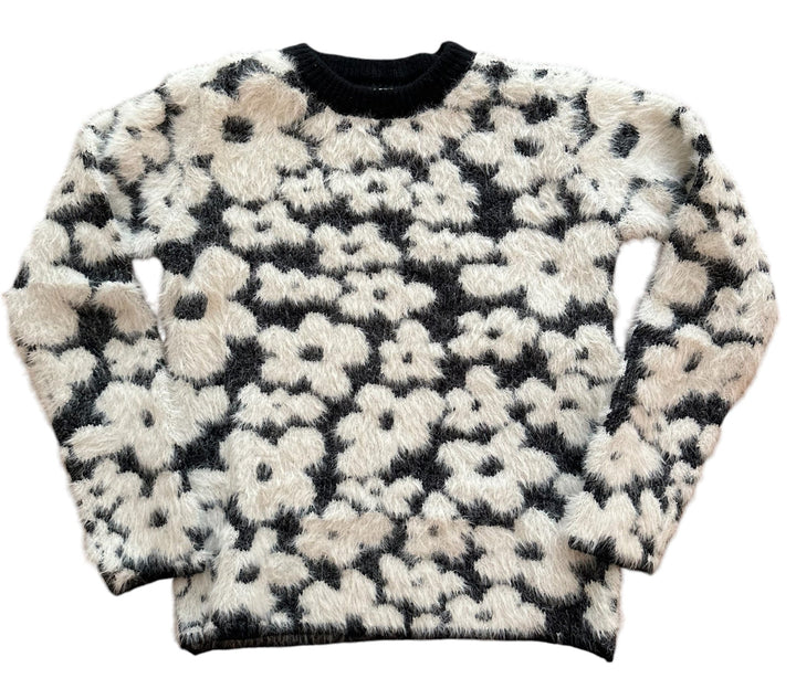 Black/White Eyelash Daisy Sweater - jernijacks