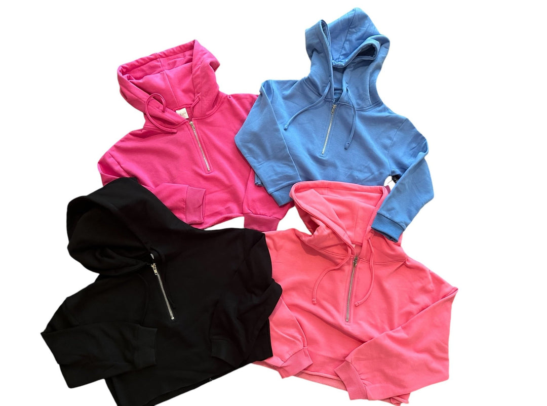 Brushed Soft Cloud Crop Half Zip Hoodie - 4 COLORS! - jernijacks