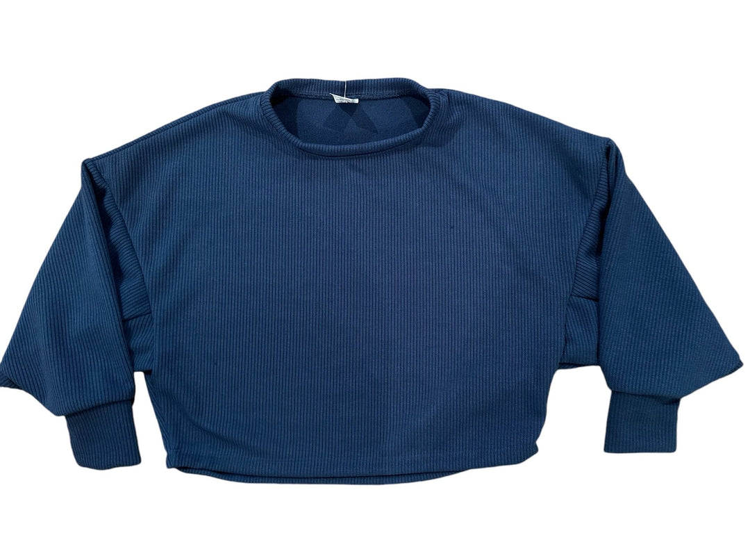 Denim Blue Ribbed Long Sleeve Top - jernijacks