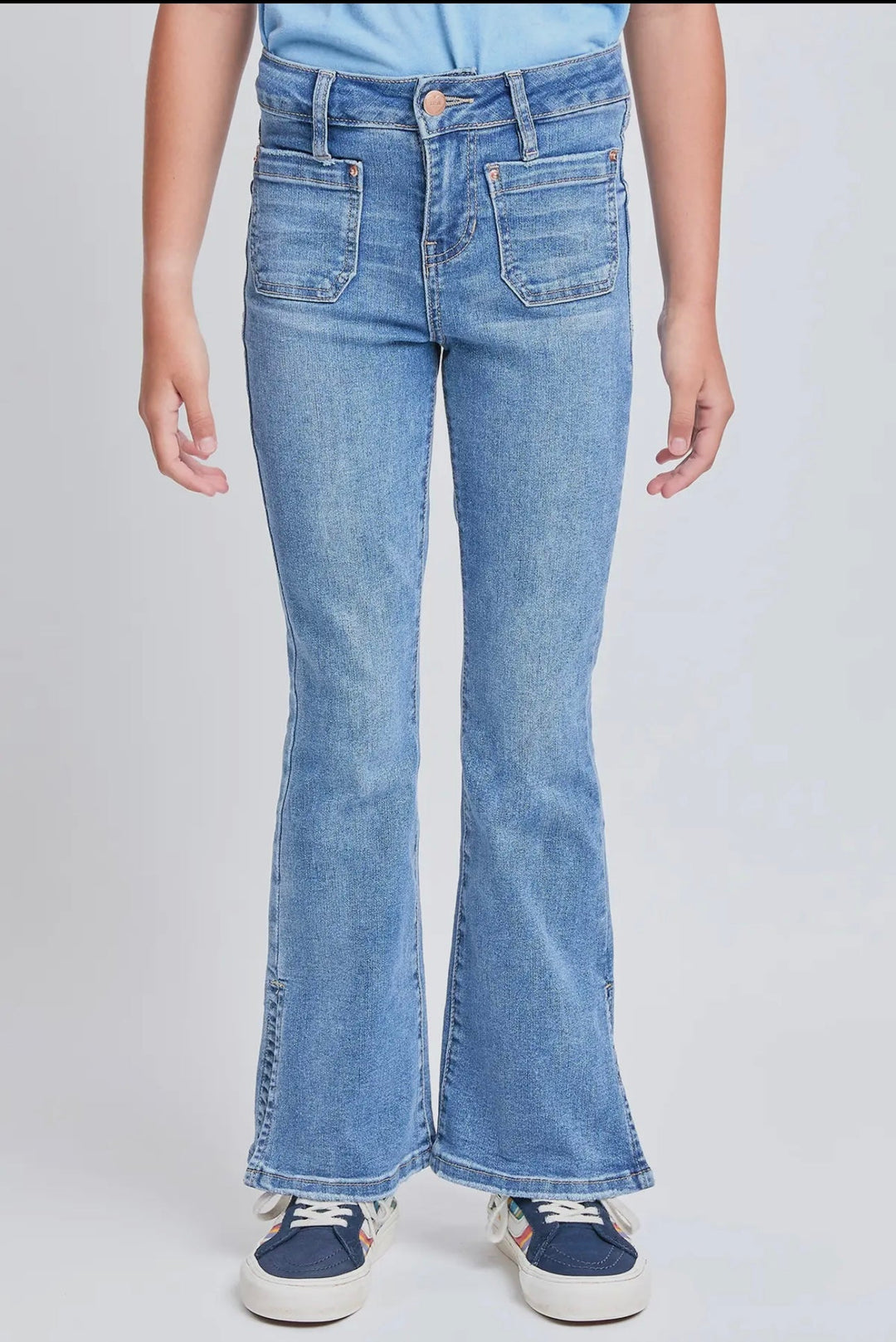 Front Patch Flare Jeans - jernijacks