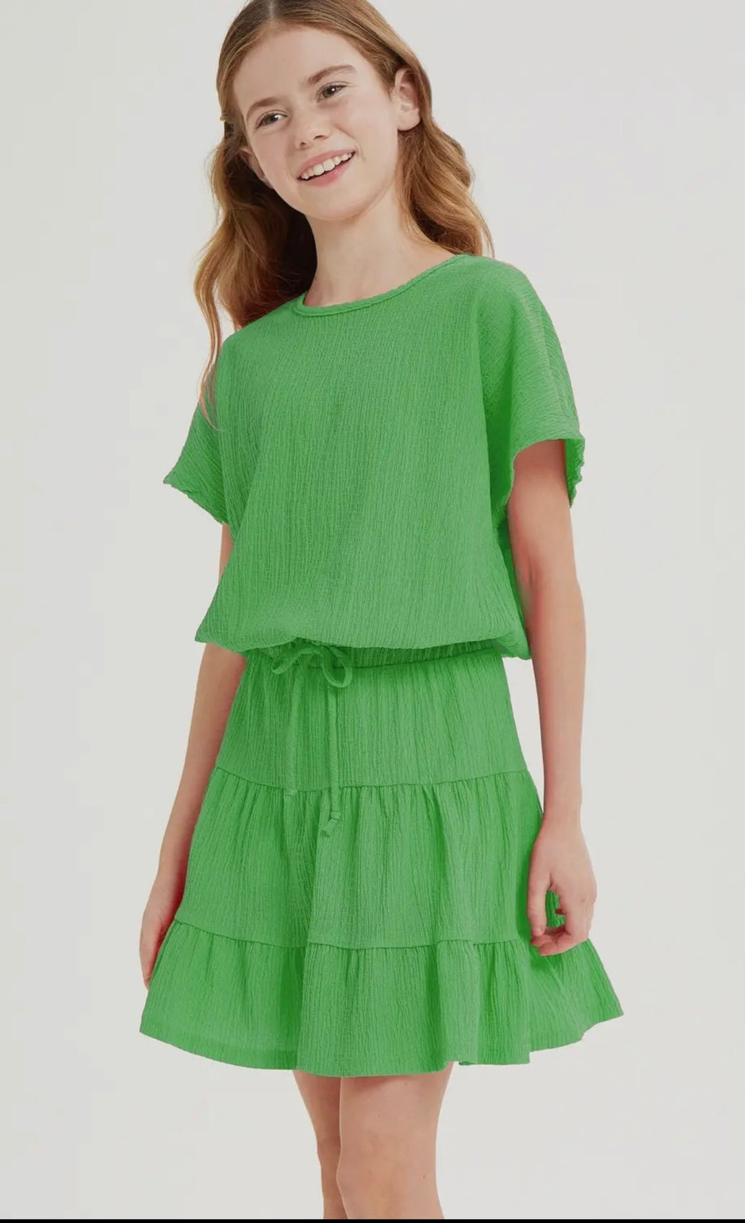 Green Crinkle Tiered Skirt - jernijacks