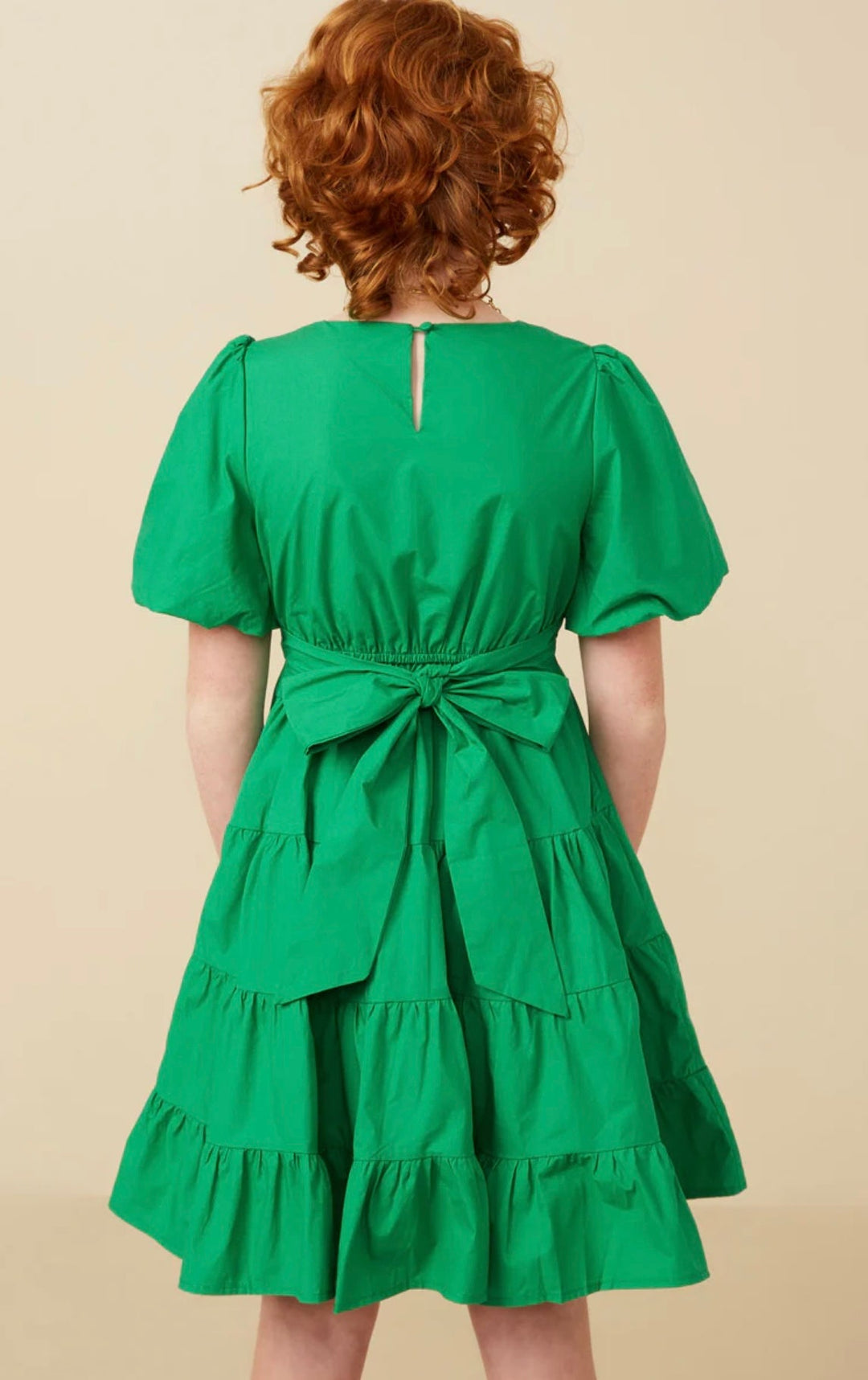 Green Puff Sleeve Dress - jernijacks