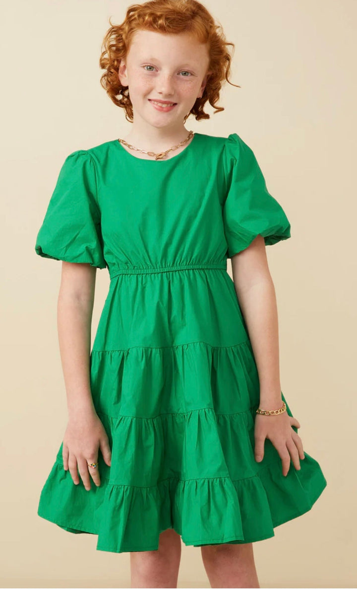 Green Puff Sleeve Dress - jernijacks