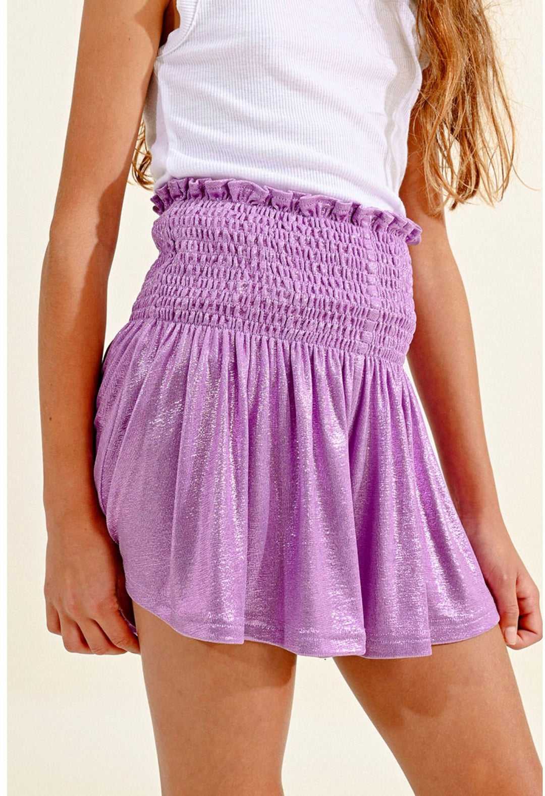 Smocked Waist Shorts-Lilac - jernijacks
