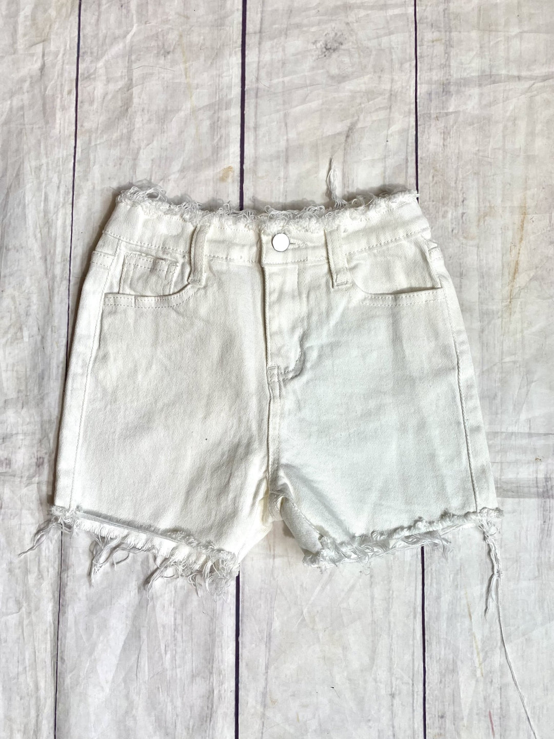 Distressed Frayed White Denim Shorts - jernijacks
