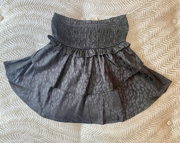 Black Leopard Ruffled Skirt