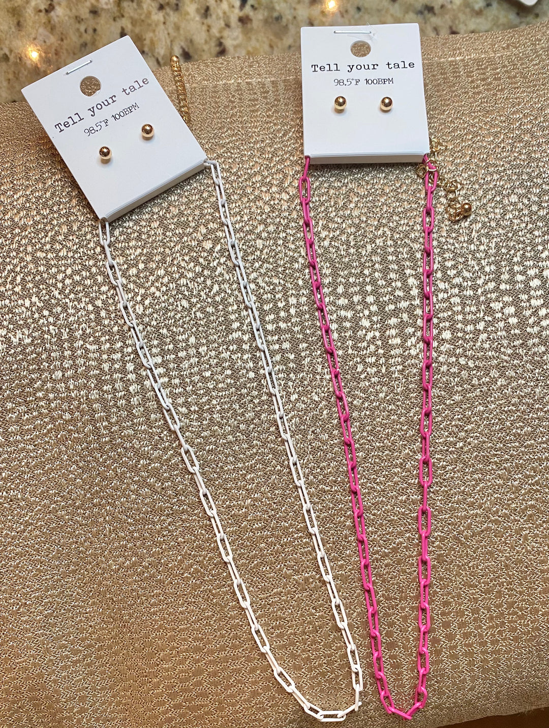 7mm Color Paperclip Chain Choker & Earring Set