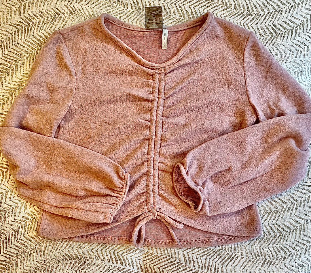 Pink Ruched Long Sleeve Top