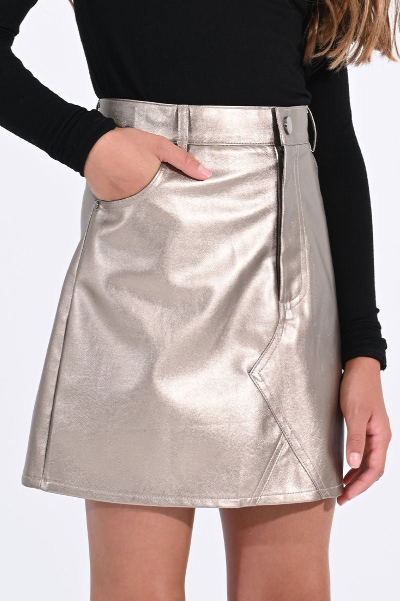 Mini Molly Gold Metallic MIni Skirt - jernijacks