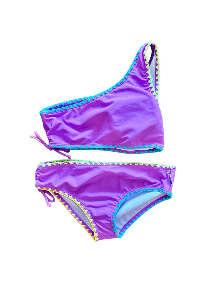 Purple Embroidered One Shoulder Bikini - jernijacks