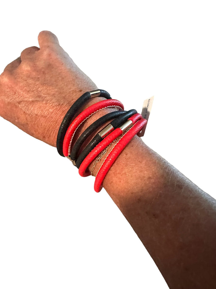 Red/Black 5 Row Bangle Bracelet Set - jernijacks
