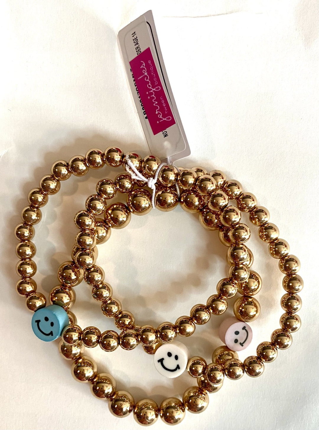 Smiley Gold Bead Bracelet- 2 Colors - jernijacks